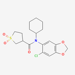 molecular formula C18H22ClNO5S B6760617 N-(6-chloro-1,3-benzodioxol-5-yl)-N-cyclohexyl-1,1-dioxothiolane-3-carboxamide 