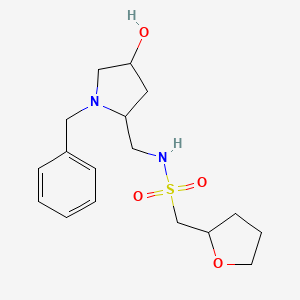 molecular formula C17H26N2O4S B6760692 N-[(1-benzyl-4-hydroxypyrrolidin-2-yl)methyl]-1-(oxolan-2-yl)methanesulfonamide 