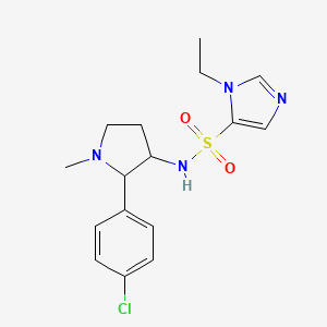 molecular formula C16H21ClN4O2S B6760696 N-[2-(4-chlorophenyl)-1-methylpyrrolidin-3-yl]-3-ethylimidazole-4-sulfonamide 