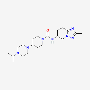 molecular formula C20H35N7O B6760774 N-(2-methyl-5,6,7,8-tetrahydro-[1,2,4]triazolo[1,5-a]pyridin-6-yl)-4-(4-propan-2-ylpiperazin-1-yl)piperidine-1-carboxamide 
