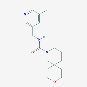 molecular formula C17H25N3O2 B6760789 N-[(5-methylpyridin-3-yl)methyl]-9-oxa-2-azaspiro[5.5]undecane-2-carboxamide 