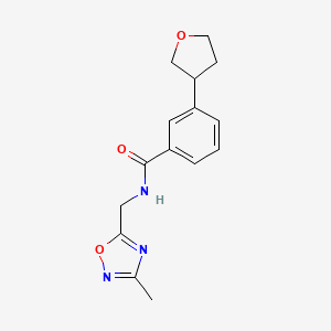 molecular formula C15H17N3O3 B6760862 N-[(3-methyl-1,2,4-oxadiazol-5-yl)methyl]-3-(oxolan-3-yl)benzamide 