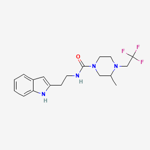 molecular formula C18H23F3N4O B6760978 N-[2-(1H-indol-2-yl)ethyl]-3-methyl-4-(2,2,2-trifluoroethyl)piperazine-1-carboxamide 