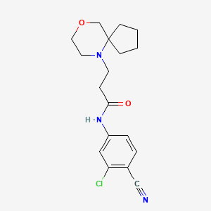 molecular formula C18H22ClN3O2 B6761033 N-(3-chloro-4-cyanophenyl)-3-(9-oxa-6-azaspiro[4.5]decan-6-yl)propanamide 