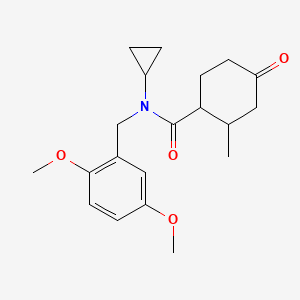 molecular formula C20H27NO4 B6761095 N-cyclopropyl-N-[(2,5-dimethoxyphenyl)methyl]-2-methyl-4-oxocyclohexane-1-carboxamide 