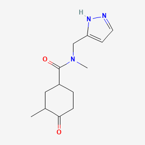 molecular formula C13H19N3O2 B6761159 N,3-dimethyl-4-oxo-N-(1H-pyrazol-5-ylmethyl)cyclohexane-1-carboxamide 