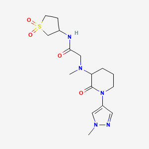 molecular formula C16H25N5O4S B6761168 N-(1,1-dioxothiolan-3-yl)-2-[methyl-[1-(1-methylpyrazol-4-yl)-2-oxopiperidin-3-yl]amino]acetamide 