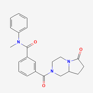 molecular formula C22H23N3O3 B6761358 N-methyl-3-(6-oxo-1,3,4,7,8,8a-hexahydropyrrolo[1,2-a]pyrazine-2-carbonyl)-N-phenylbenzamide 