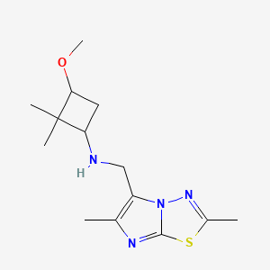 molecular formula C14H22N4OS B6761458 N-[(2,6-dimethylimidazo[2,1-b][1,3,4]thiadiazol-5-yl)methyl]-3-methoxy-2,2-dimethylcyclobutan-1-amine 