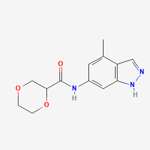 molecular formula C13H15N3O3 B6761509 N-(4-methyl-1H-indazol-6-yl)-1,4-dioxane-2-carboxamide 