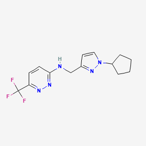 molecular formula C14H16F3N5 B6761577 N-[(1-cyclopentylpyrazol-3-yl)methyl]-6-(trifluoromethyl)pyridazin-3-amine 