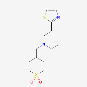 molecular formula C13H22N2O2S2 B6761600 N-[(1,1-dioxothian-4-yl)methyl]-N-ethyl-2-(1,3-thiazol-2-yl)ethanamine 