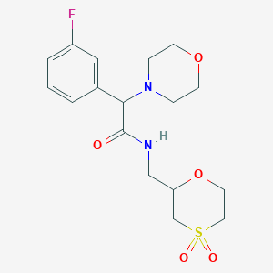 molecular formula C17H23FN2O5S B6761849 N-[(4,4-dioxo-1,4-oxathian-2-yl)methyl]-2-(3-fluorophenyl)-2-morpholin-4-ylacetamide 
