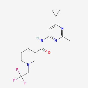 molecular formula C16H21F3N4O B6762023 N-(6-cyclopropyl-2-methylpyrimidin-4-yl)-1-(2,2,2-trifluoroethyl)piperidine-3-carboxamide 