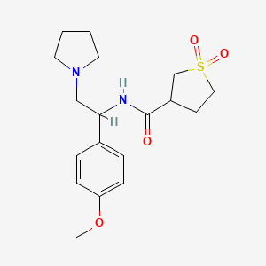 molecular formula C18H26N2O4S B6762046 N-[1-(4-methoxyphenyl)-2-pyrrolidin-1-ylethyl]-1,1-dioxothiolane-3-carboxamide 