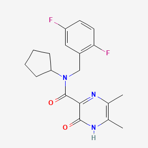 molecular formula C19H21F2N3O2 B6762155 N-cyclopentyl-N-[(2,5-difluorophenyl)methyl]-5,6-dimethyl-2-oxo-1H-pyrazine-3-carboxamide 