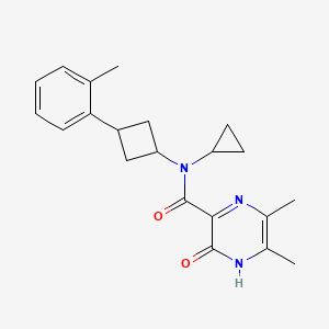 molecular formula C21H25N3O2 B6762158 N-cyclopropyl-5,6-dimethyl-N-[3-(2-methylphenyl)cyclobutyl]-2-oxo-1H-pyrazine-3-carboxamide 