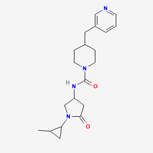 molecular formula C20H28N4O2 B6762166 N-[1-(2-methylcyclopropyl)-5-oxopyrrolidin-3-yl]-4-(pyridin-3-ylmethyl)piperidine-1-carboxamide 