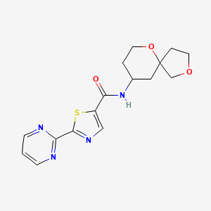 molecular formula C16H18N4O3S B6762261 N-(2,6-dioxaspiro[4.5]decan-9-yl)-2-pyrimidin-2-yl-1,3-thiazole-5-carboxamide 