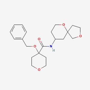 molecular formula C21H29NO5 B6762270 N-(2,6-dioxaspiro[4.5]decan-9-yl)-4-phenylmethoxyoxane-4-carboxamide 