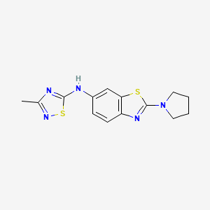 molecular formula C14H15N5S2 B6762304 N-(3-methyl-1,2,4-thiadiazol-5-yl)-2-pyrrolidin-1-yl-1,3-benzothiazol-6-amine 