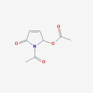 molecular formula C8H9NO4 B067624 Acetic acid 1-acetyl-5-oxo-3-pyrroline-2-yl ester CAS No. 175796-29-9