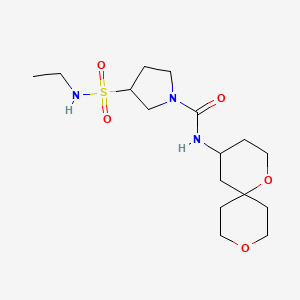molecular formula C16H29N3O5S B6762411 N-(1,9-dioxaspiro[5.5]undecan-4-yl)-3-(ethylsulfamoyl)pyrrolidine-1-carboxamide 