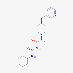 molecular formula C21H32N4O2 B6762443 N-(cyclohexylcarbamoyl)-2-[4-(pyridin-3-ylmethyl)piperidin-1-yl]propanamide 