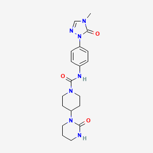 molecular formula C19H25N7O3 B6762449 N-[4-(4-methyl-5-oxo-1,2,4-triazol-1-yl)phenyl]-4-(2-oxo-1,3-diazinan-1-yl)piperidine-1-carboxamide 