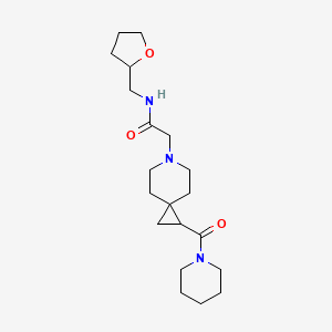 molecular formula C20H33N3O3 B6762456 N-(oxolan-2-ylmethyl)-2-[2-(piperidine-1-carbonyl)-6-azaspiro[2.5]octan-6-yl]acetamide 