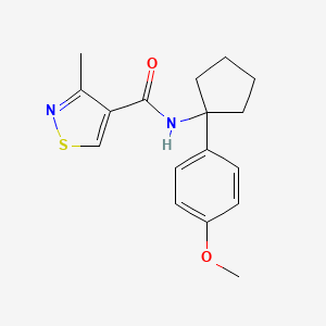 molecular formula C17H20N2O2S B6762471 N-[1-(4-methoxyphenyl)cyclopentyl]-3-methyl-1,2-thiazole-4-carboxamide 