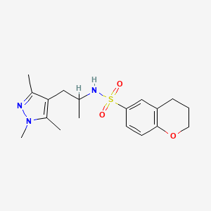molecular formula C18H25N3O3S B6762518 N-[1-(1,3,5-trimethylpyrazol-4-yl)propan-2-yl]-3,4-dihydro-2H-chromene-6-sulfonamide 