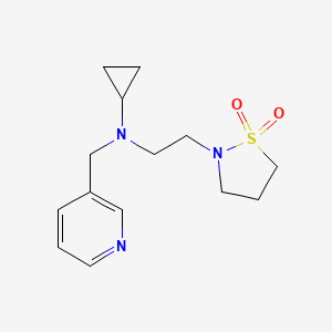 molecular formula C14H21N3O2S B6762574 N-[2-(1,1-dioxo-1,2-thiazolidin-2-yl)ethyl]-N-(pyridin-3-ylmethyl)cyclopropanamine 