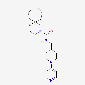 molecular formula C22H34N4O2 B6762616 N-[(1-pyridin-4-ylpiperidin-4-yl)methyl]-1-oxa-4-azaspiro[5.6]dodecane-4-carboxamide 