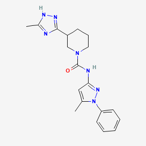 molecular formula C19H23N7O B6762629 N-(5-methyl-1-phenylpyrazol-3-yl)-3-(5-methyl-1H-1,2,4-triazol-3-yl)piperidine-1-carboxamide 