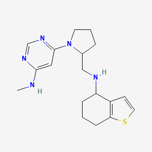 molecular formula C18H25N5S B6762643 N-methyl-6-[2-[(4,5,6,7-tetrahydro-1-benzothiophen-4-ylamino)methyl]pyrrolidin-1-yl]pyrimidin-4-amine 