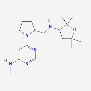 molecular formula C18H31N5O B6762654 N-methyl-6-[2-[[(2,2,5,5-tetramethyloxolan-3-yl)amino]methyl]pyrrolidin-1-yl]pyrimidin-4-amine 