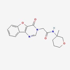 molecular formula C18H19N3O4 B6762662 N-(3-methyloxan-3-yl)-2-(4-oxo-[1]benzofuro[3,2-d]pyrimidin-3-yl)acetamide 