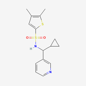 molecular formula C15H18N2O2S2 B6762704 N-[cyclopropyl(pyridin-3-yl)methyl]-4,5-dimethylthiophene-2-sulfonamide 