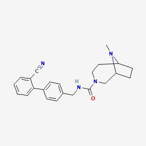 molecular formula C23H26N4O B6762718 N-[[4-(2-cyanophenyl)phenyl]methyl]-9-methyl-3,9-diazabicyclo[4.2.1]nonane-3-carboxamide 