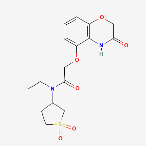 molecular formula C16H20N2O6S B6762732 N-(1,1-dioxothiolan-3-yl)-N-ethyl-2-[(3-oxo-4H-1,4-benzoxazin-5-yl)oxy]acetamide 