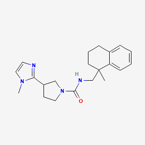molecular formula C21H28N4O B6762754 N-[(1-methyl-3,4-dihydro-2H-naphthalen-1-yl)methyl]-3-(1-methylimidazol-2-yl)pyrrolidine-1-carboxamide 