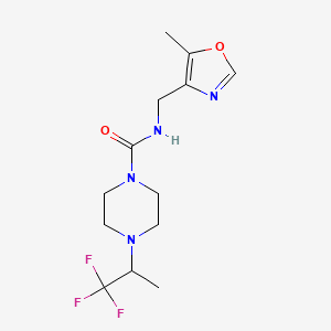 molecular formula C13H19F3N4O2 B6762780 N-[(5-methyl-1,3-oxazol-4-yl)methyl]-4-(1,1,1-trifluoropropan-2-yl)piperazine-1-carboxamide 