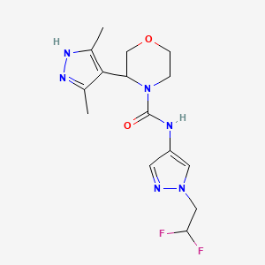 molecular formula C15H20F2N6O2 B6762791 N-[1-(2,2-difluoroethyl)pyrazol-4-yl]-3-(3,5-dimethyl-1H-pyrazol-4-yl)morpholine-4-carboxamide 