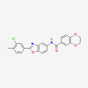molecular formula C23H17ClN2O4 B6762800 N-[2-(3-chloro-4-methylphenyl)-1,3-benzoxazol-5-yl]-2,3-dihydro-1,4-benzodioxine-6-carboxamide 