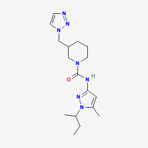 molecular formula C17H27N7O B6762926 N-(1-butan-2-yl-5-methylpyrazol-3-yl)-3-(triazol-1-ylmethyl)piperidine-1-carboxamide 