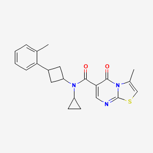 molecular formula C22H23N3O2S B6763003 N-cyclopropyl-3-methyl-N-[3-(2-methylphenyl)cyclobutyl]-5-oxo-[1,3]thiazolo[3,2-a]pyrimidine-6-carboxamide 