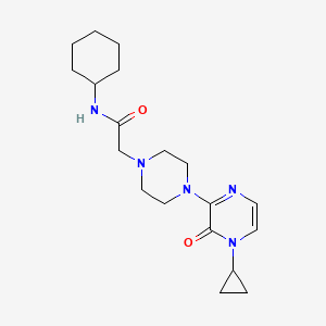 molecular formula C19H29N5O2 B6763089 N-cyclohexyl-2-[4-(4-cyclopropyl-3-oxopyrazin-2-yl)piperazin-1-yl]acetamide 