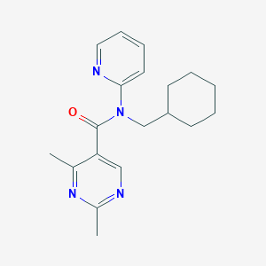 molecular formula C19H24N4O B6763186 N-(cyclohexylmethyl)-2,4-dimethyl-N-pyridin-2-ylpyrimidine-5-carboxamide 