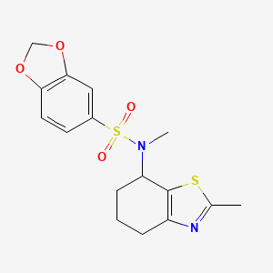 molecular formula C16H18N2O4S2 B6763443 N-methyl-N-(2-methyl-4,5,6,7-tetrahydro-1,3-benzothiazol-7-yl)-1,3-benzodioxole-5-sulfonamide 
